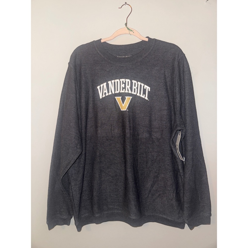 Boxercraft Vanderbilt Commodores Rally Corduroy Crew Sweatshirt Black Large NEW